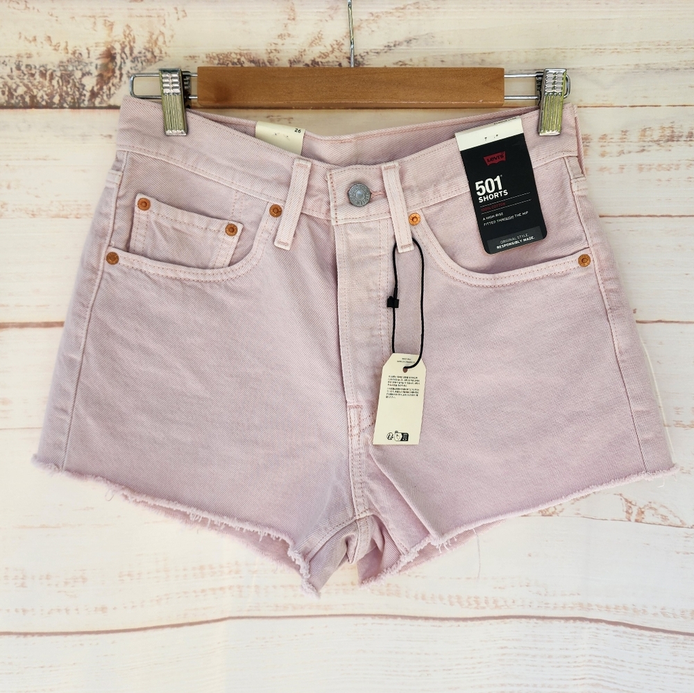 Levi's 501 Mauve Pink Denim Shorts - Picture 2 of 13
